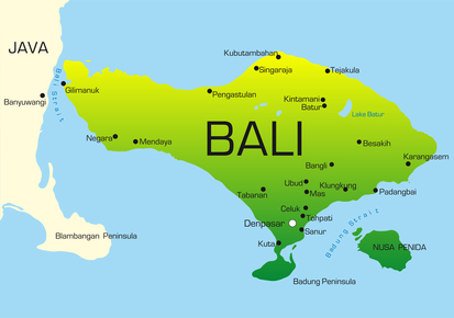 Bali auf der Karte